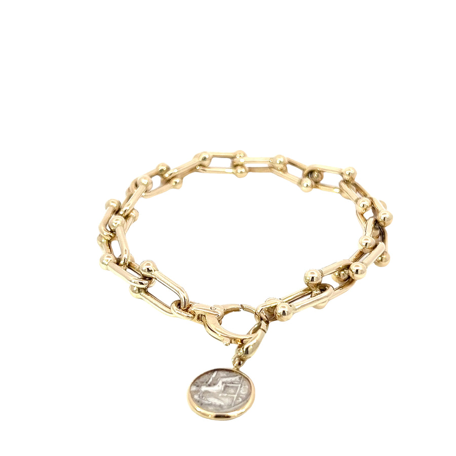 Victory Charm & Gold Link Bracelet